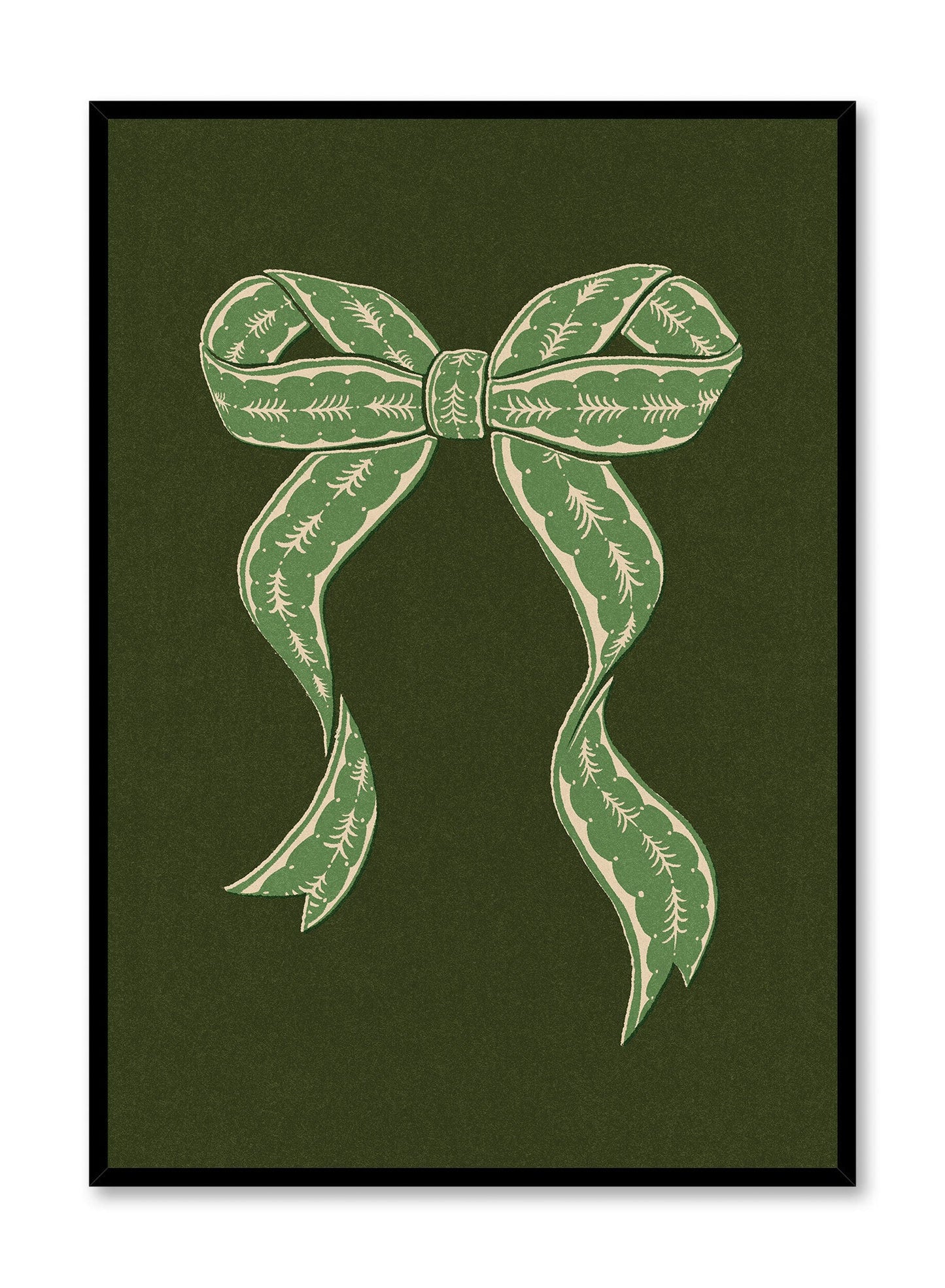 Vintage Holiday Bow Evergreen, Poster