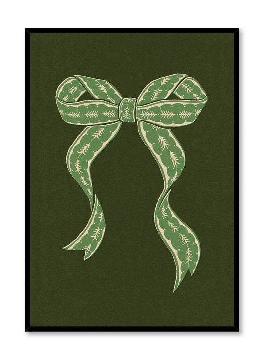 Vintage Holiday Bow Evergreen, Poster